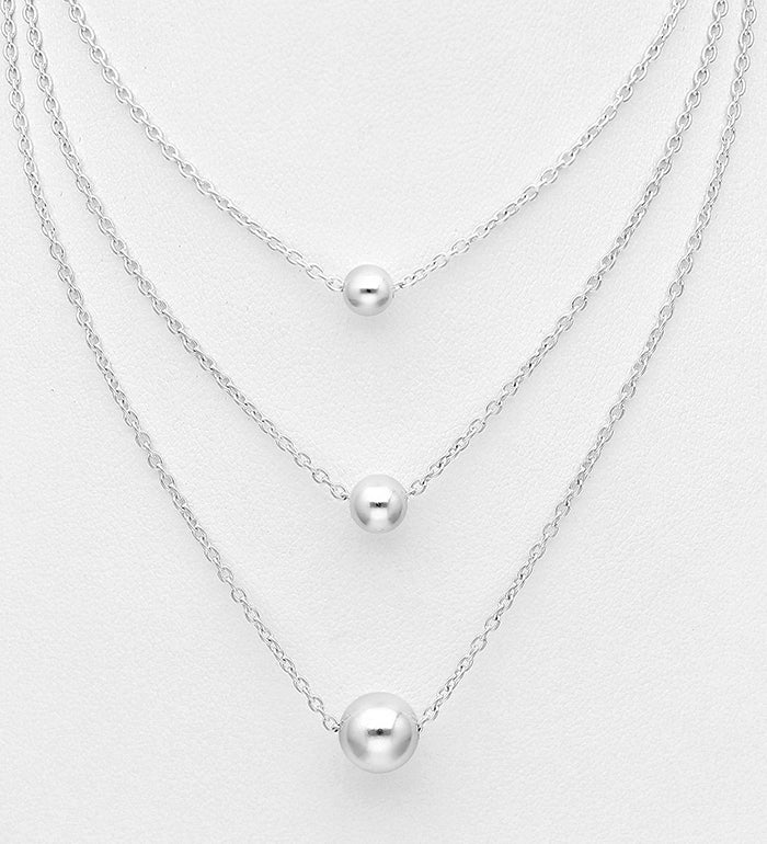 925 Sterling Silver Layered Ball Necklace