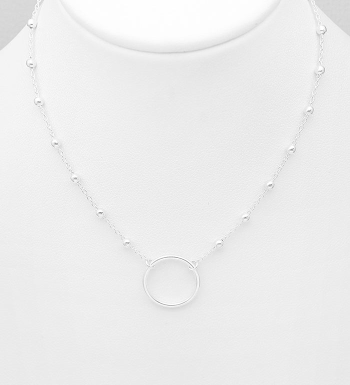 925 Sterling Silver Ball and Circle Necklace