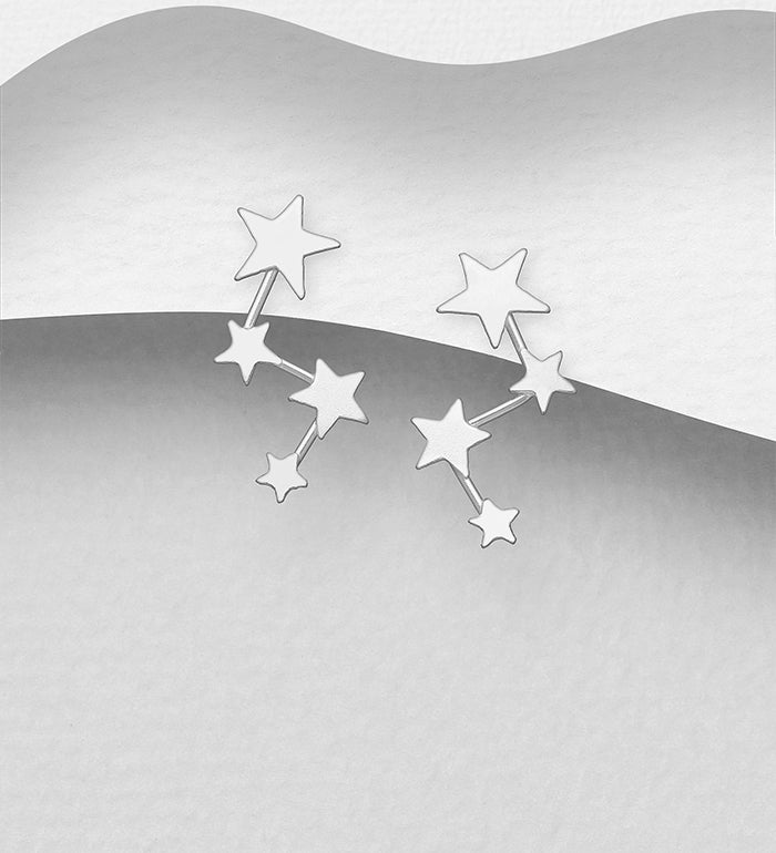 925 Sterling Silver Stars Push-Back Earrings