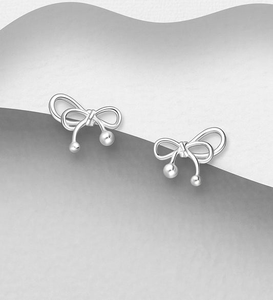 925 Sterling Silver Ribbon Push-Back Earrings