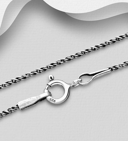 925 Sterling Silver Oxidized Spiga Chain