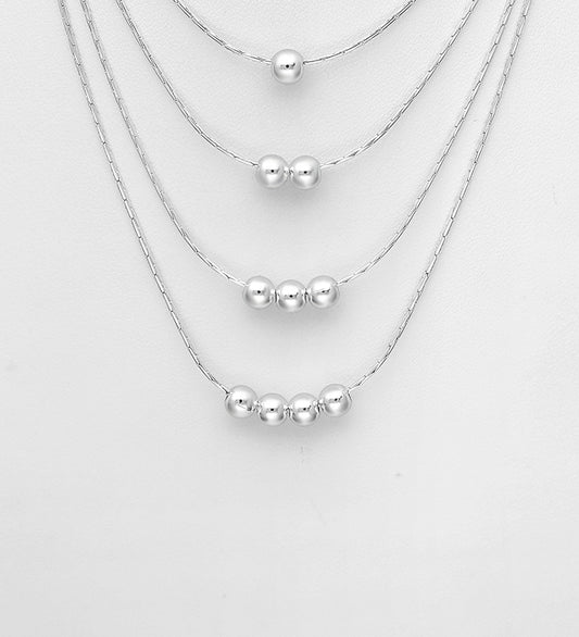 925 Sterling Silver Ball Layered Necklace