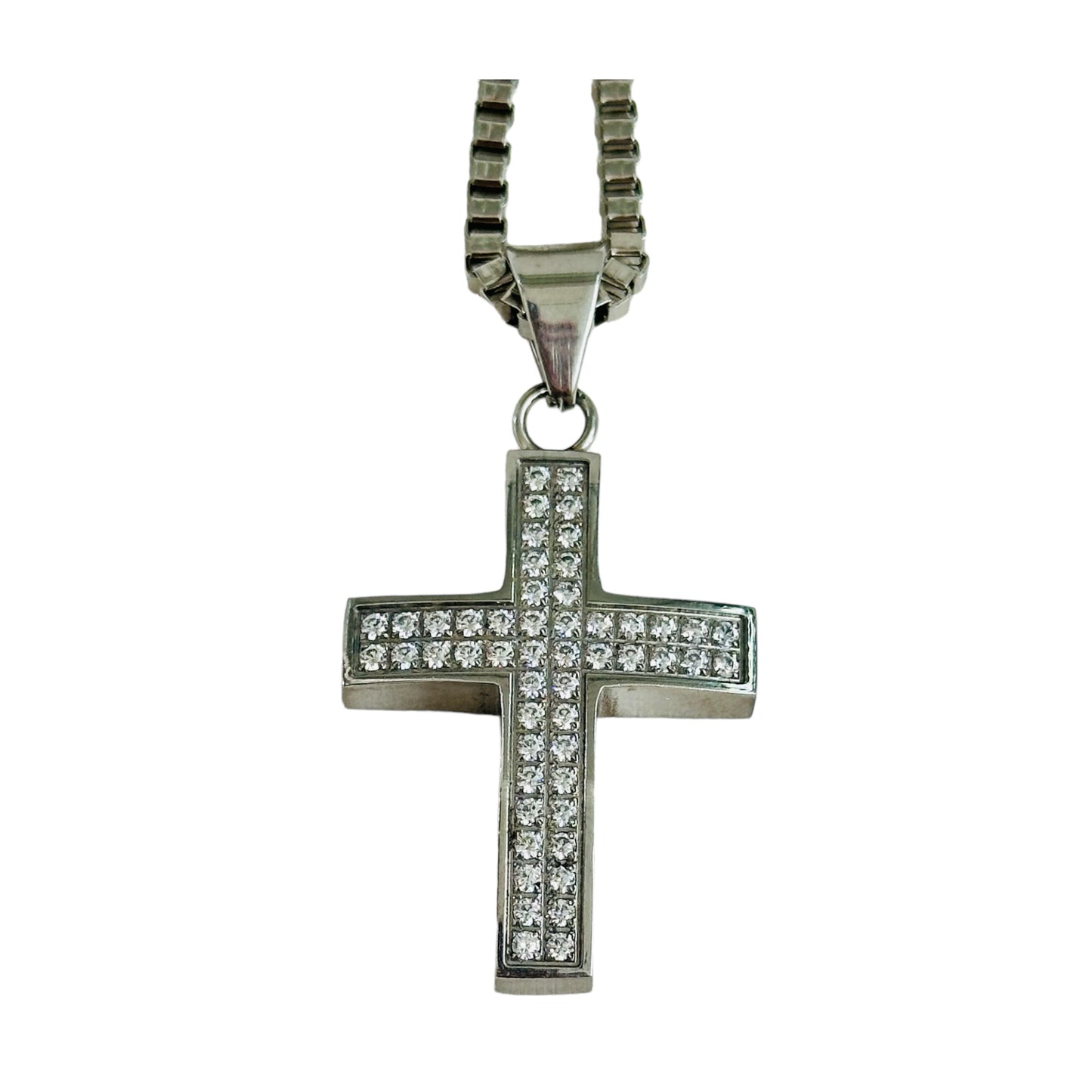 Steel Chain with Cross Pendant