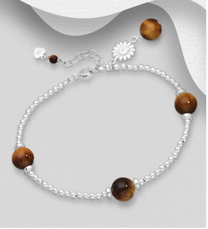 925 Sterling Silver Bracelet- Beaded and Stones