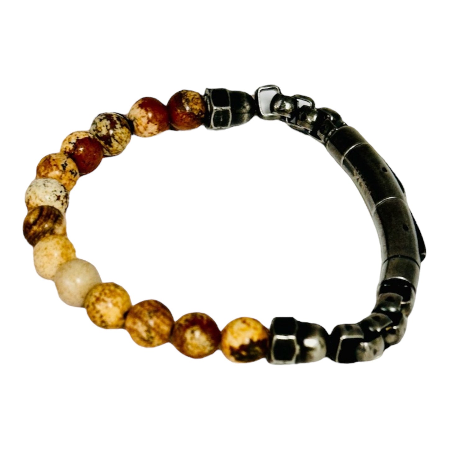 Steel Beads with Genuine Jasper Stone Beads