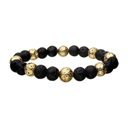 Gold IP & Lava Beads Bracelet