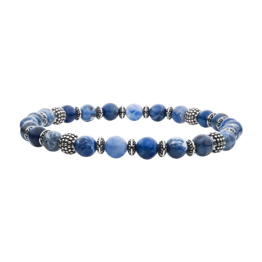 Blue Sodalite Stones with Black Oxidized Beads Bracelet