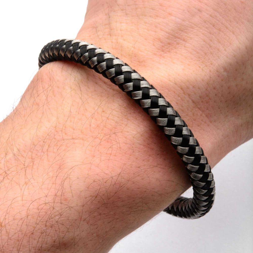 Black & White Thread Braided Woven Bracelet