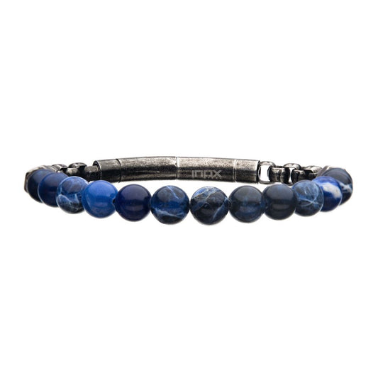 Sodalite Beads & Box Chain Bracelet