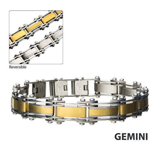 Steel & Gold IP Reversible Bracelet