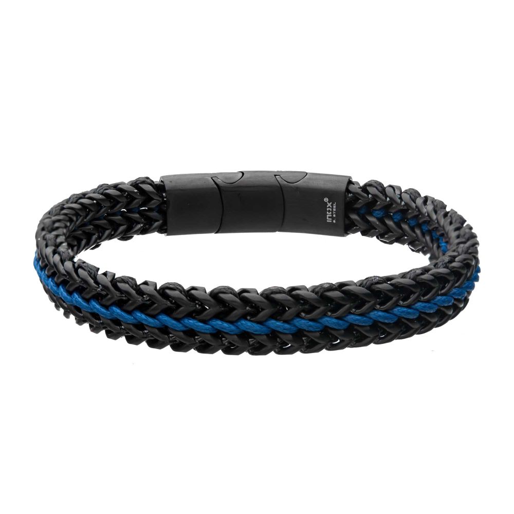 Allegiance Stainless Steel Bracelets with Blue Wax Cord