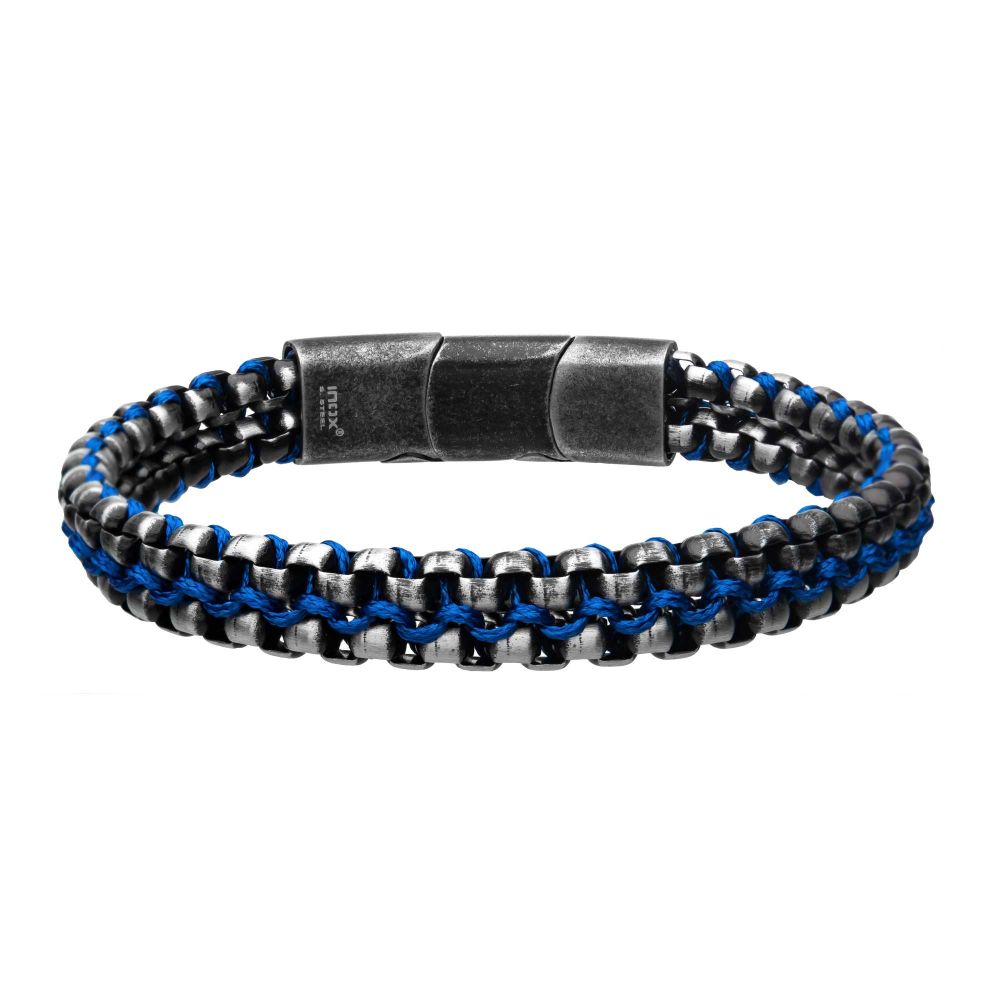 Allegiance Stainless Steel Bracelets with Blue Wax Cord binding