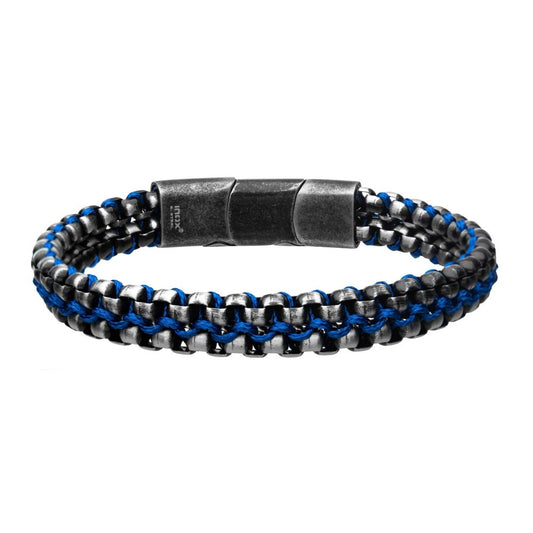 Allegiance Stainless Steel Bracelets with Blue Wax Cord binding