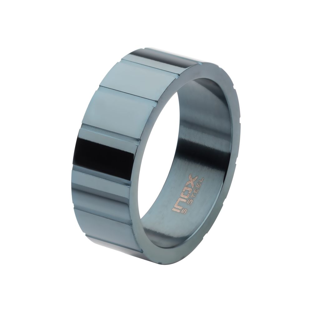 Blue IP Ridged Compact Ring