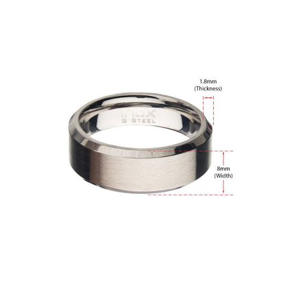 Matte Finish Stainless Steel Beveled Comfort Fit Ring