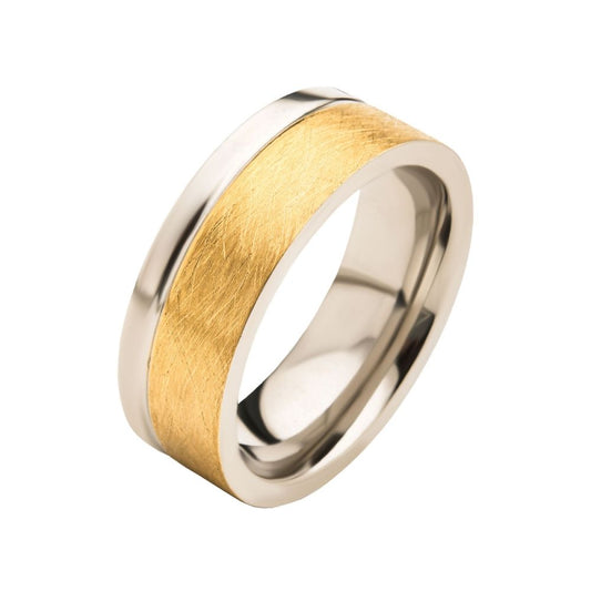 Steel with Brushed Gold IP Comfort Fit Ring