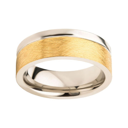 Steel with Brushed Gold IP Comfort Fit Ring