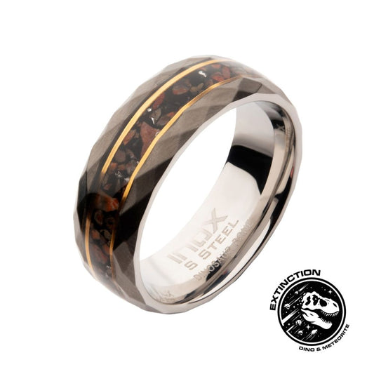 Gun Metal IP Steel Matte Finish Dinosaur Bone Inlay & Thin