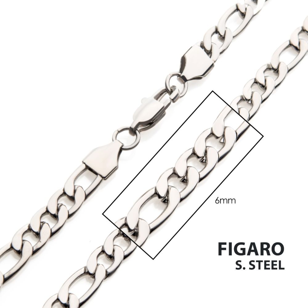 6mm Steel Figaro Chain Necklace