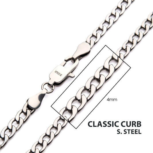 4mm Steel Classic Curb Chain Necklace