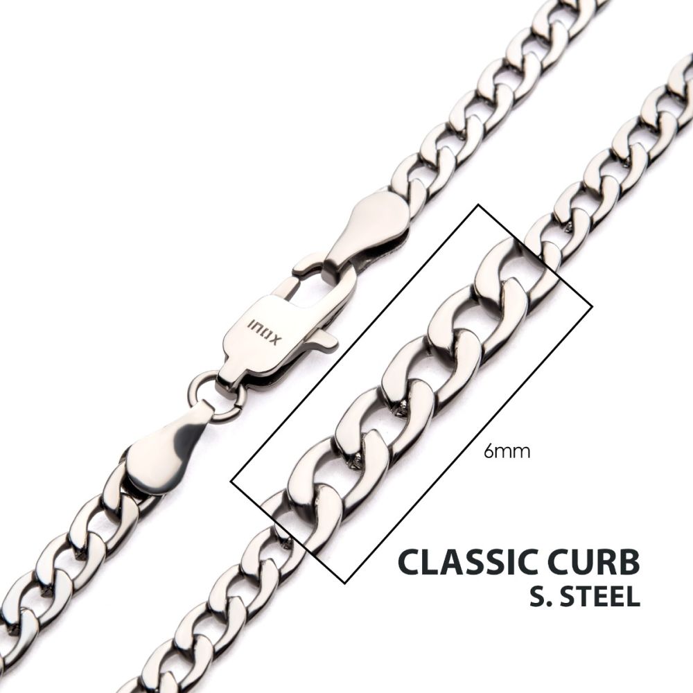 6mm Steel Classic Curb Chain Necklace