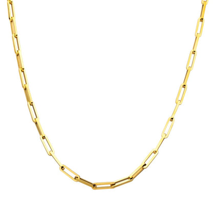 Gold IP Steel Paperclip Link Chain Necklace