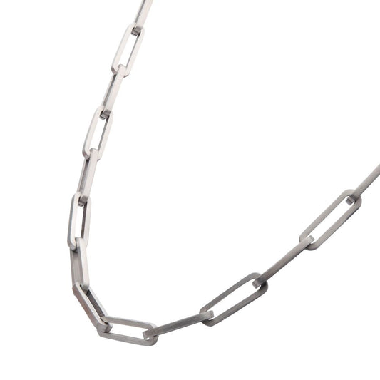 Matte Finish Steel Paperclip Link Chain Necklace