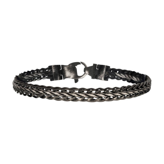 Antiqued Black IP Double Diamond Cut Spiga Chain Bracelet