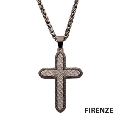 Gun Metal IP Stainless Steel Chiseled Bold Cross